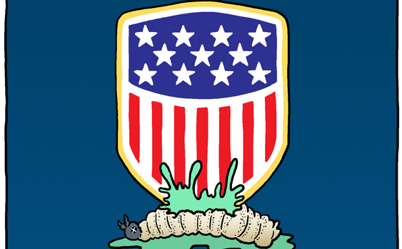 (panel 1 - Title like a pest control logo.) America's Pest Threats