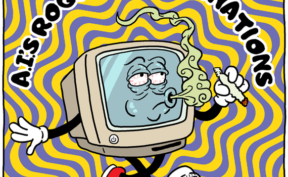 (panel 1 - Title around a stoned computer.) A.I.'s Rogue Hallucinations